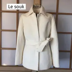 美品　ルスーク　レディース　ウールマーク付き　アンゴラ　ウール　コート　白　M