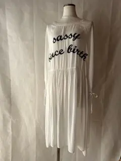 Forever21 白シフォン刺繍ワンピ M ドローストリング可愛い