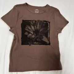 Urban outfitters ブラウン　プリントシャツ　フラワー