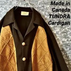 【雰囲気最高❗️】TUNDRA カナダ製 ビンテージ 切り返し レザーカーディガン