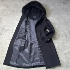 未使用級 グリーンレーベルリラクシング ダッフルコートフォックスファー 黒