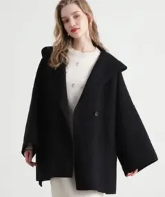 Pinky&Dianne フード付きコート カシミヤリバーフードショートコート