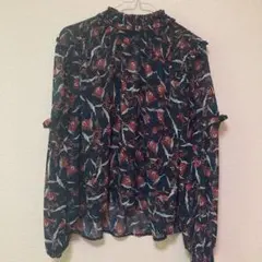 AS KNOW AS PINKY  花柄　シアートップス　袖フリル　匿名配送