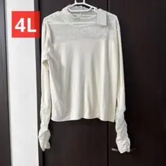 長袖ホワイトメッシュトップス4L