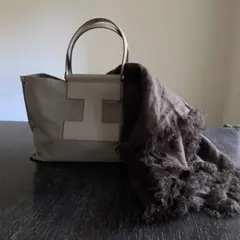 大判　ベルギーリネン　フリンジ　ストール　ショール　ブラウン　リネン　麻