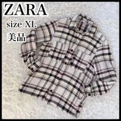 ZARA ザラ　シャツ　メンズ　XL 大きいサイズ　ネオン　チェックシャツ　L