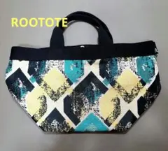 ROOTOTE トートバッグ 幾何学模様 黒 金 エメラルドグリーン