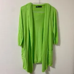 AS KNOW AS フード付きカーディガン 蛍光グリーン