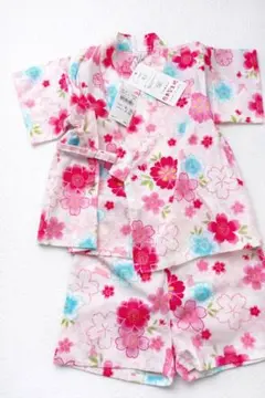 新品タグ付き キッズ浴衣 甚平 80cm 女の子 花柄 セパレート 夏祭り