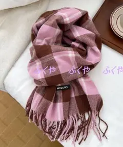 24H以内発送★カシミヤ混チェック柄リバーシブルカシミヤ大判マフラー♪333PK