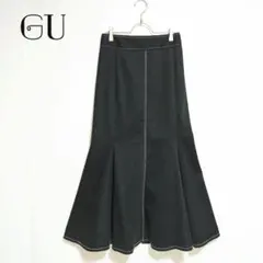 GU ステッチマーメイドロングスカート　黒　Ｍ デニム素材