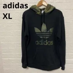 adidas アディダス　パーカー　黒×迷彩　XL