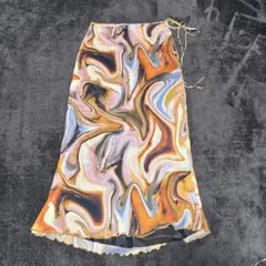 ZARA マーブル模様 ロングスカート Lサイズ