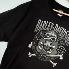 ハーレーダビッドソン Tシャツ 2XL ヘインズ ビーフィー 両面プリント 黒のサムネイル