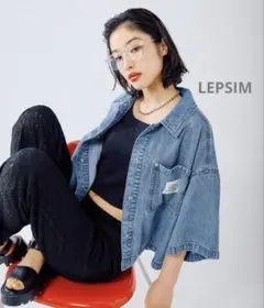 LEPSIM BIGデニムショート5分袖シャツ FREE ブルー