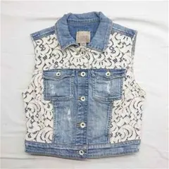 GUESS デニム×レース ベスト レディース サイズXS カジュアル かわいいのサムネイル