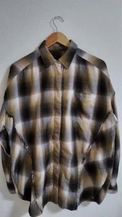 【PAGE BOY】ブラウン系チェック柄長袖シャツ Fサイズ