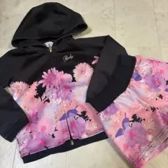 美品　110㎝　ちびRady トロピカルフラワー　ブラック　セットアップ