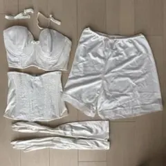 【ホームクリーニング済】ブライダルインナー3点セットF75&サテンロンググローブ