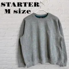 STARTER グレー スウェット トレーナー Mサイズ ワンポイント 刺繍ロゴのサムネイル