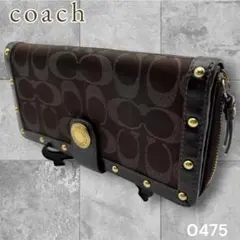 COACH コーチ シグネチャー 長財布 ゴールドスタッズ ラウンドジップ