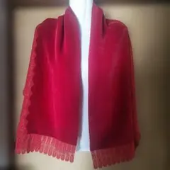 新品未使用＊着物ショール レース付き 赤色