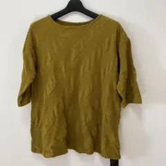 かぐらや　からし色 五分袖カットソー　綿100% Mサイズ