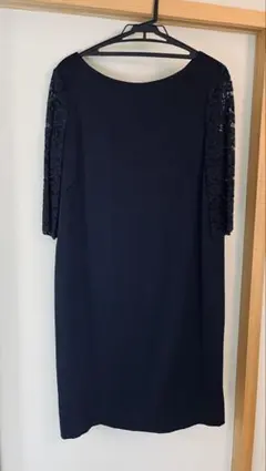 アンタイトル フォーマル　ワンピース　ネイビー レース袖 ドレス 44 XL