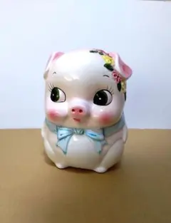 可愛い豚の貯金箱 花柄