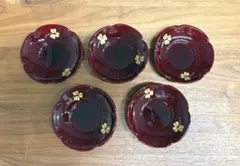 クローバー　梅型茶托　5点セット