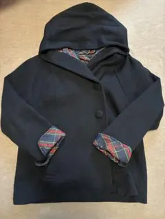 フード付きブラックジャケット　レディースコート