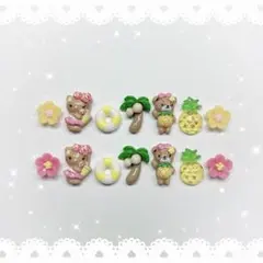 ネイルパーツ 14P〈J194〉日焼け キティ ガングロ ヤシの木 ハイビスカスのサムネイル