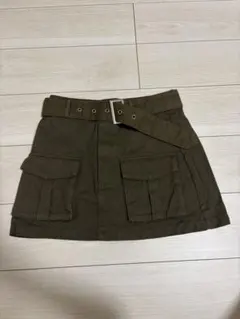 ベルト付き カーゴミニスカート カーキ