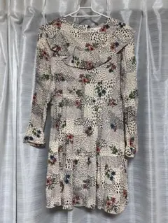 ZARA kids ザラキッズ 花柄七分袖ワンピース フリル付き 152