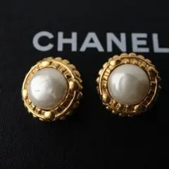 美品✨ヴィンテージシャネルイヤリングゴールドフェイクパールCHANELクリップ式