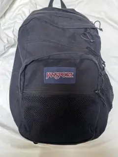 JANSPORT ブラックナイロンリュック メッシュポケット付き