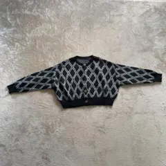 RETRO GIRL ニットカーディガン 黒 白 サイズF