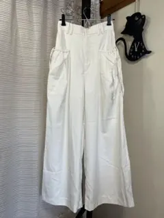 新品 春夏 ホワイト ワイドパンツ ハイウエスト