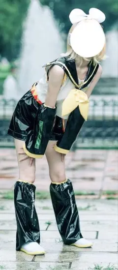 鏡音リン コスプレ 衣装 ＋ オーダーウィッグ ＋ ネイル ＋タトゥー 靴追加◎ 鏡音リン コスプレ 衣装 ＋ オーダーウィッグ ＋ ネイル ＋タトゥー 靴