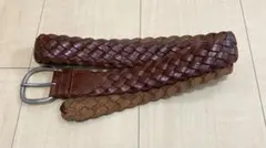 ブラウンレザー 編み込みベルト