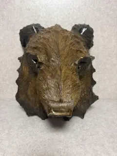 木製クマの顔の彫刻　壁掛け 木彫り 熊 顔 壁掛け 北海道 工芸 - メルカリ