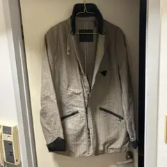 ベージュ ストライプ テーラードジャケット　サイズＬ