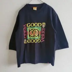 ビームスボーイ　カットソー　トップス　五分袖　黒　プリントT ロングTシャツ