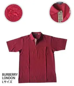 ​美品 バーバリーロンドン ポロシャツ ノバチェック 刺繍ロゴ L ボルドーのサムネイル