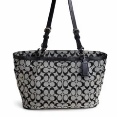 COACH シグネチャー トートバッグ ブラック グレー レディース