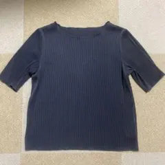 COMME CA ISM ジャカードプリーツ Ｔシャツ　ブルーグレー　9号(M)のサムネイル