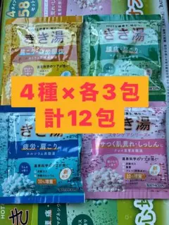 バスクリンきき湯　4種各3包計12包　炭酸ガス温泉構成成分　温泉科学のツブが効くのサムネイル