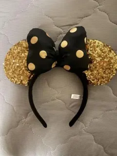 ミニーマウス風カチューシャ ゴールド×ブラック