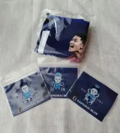 サッカー日本代表　非売品プリントタオル×１枚　スリコイラストミニチャック袋×３枚