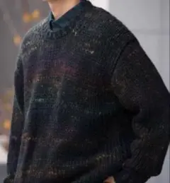 URBAN RESEARCH モヘヤミックスローゲージニット　ブラック　M